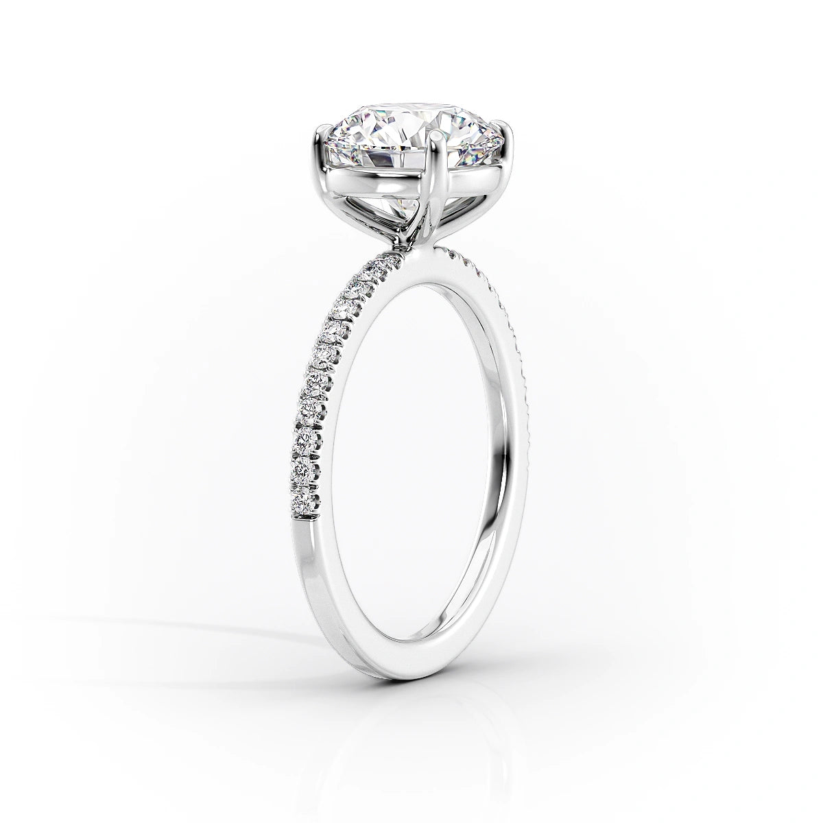 The Pave Eleanor Set With A 3 Carat Oval 18K White Gold Lab Diamond