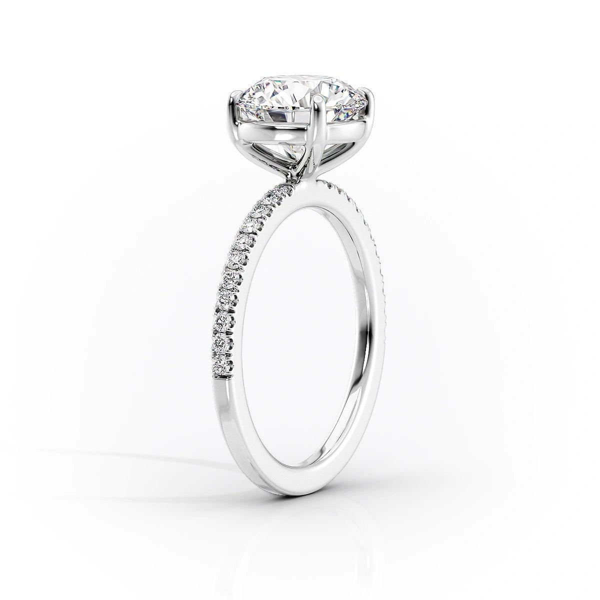 The Pave Eleanor Set With A 1 Carat Princess 14K White Gold Lab Diamond