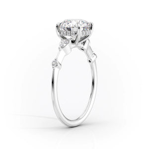 The Naomi Set With A 2 Carat E. Cushion 18K White Gold Lab Diamond
