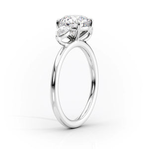 The Lauren Set  With A 1.5 Carat Round 18K White Gold Moissanite