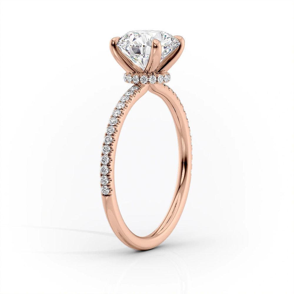 The Pave Nelly Set  With A 2.5 Carat Emerald 14K Rose Gold Moissanite