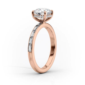 The Jennifer Set With A 2.5 Carat E. Cushion 18K Rose Gold Lab Diamond
