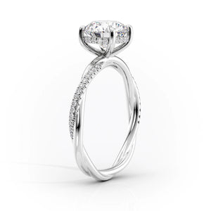 The Stacey Set  With A 1.5 Carat Pear 14K White Gold Moissanite