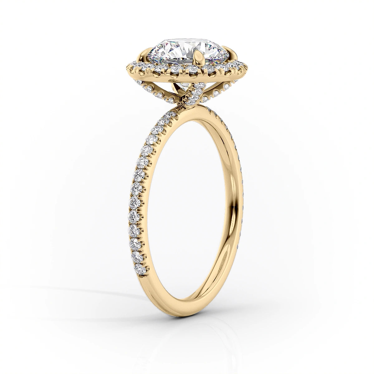 The Lenny Set With A 1 Carat Cushion 18K Yellow Gold Lab Diamond