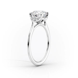 The Victoria Set  With A 2.5 Carat Emerald 14K White Gold Moissanite