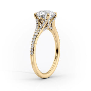 The Jade Set  With A 4.5 Carat Emerald 18K Yellow Gold Moissanite
