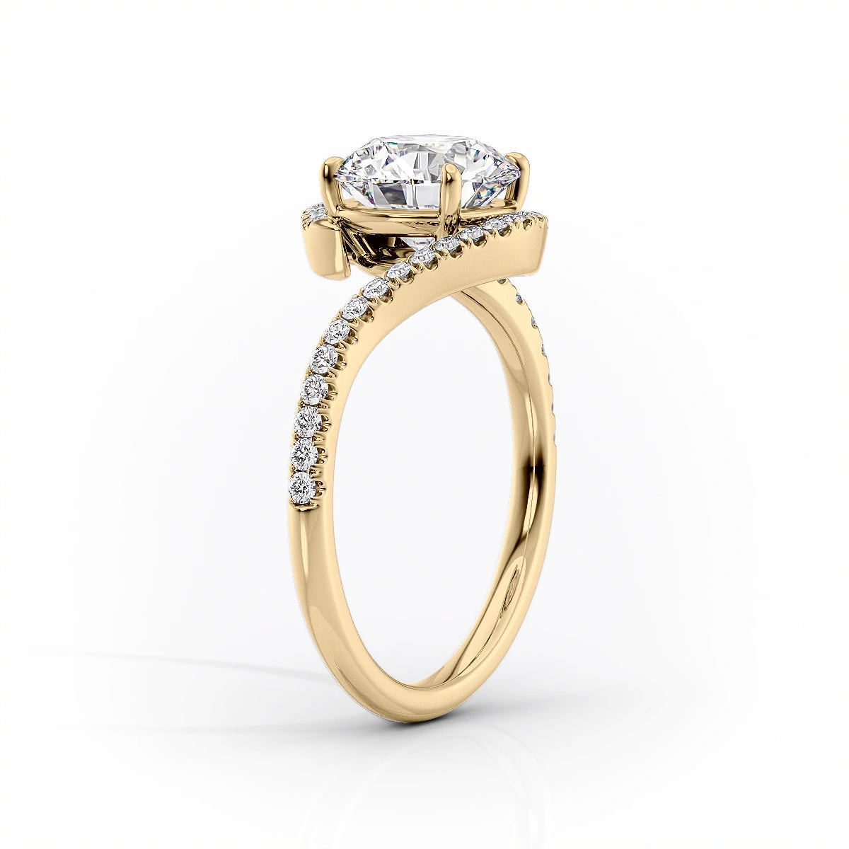 The Pave Skyler Set  With A 2.5 Carat Princess 18K Yellow Gold Moissanite