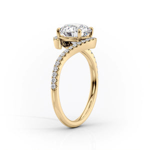 The Pave Skyler Set With A 1 Carat Cushion 18K Yellow Gold Lab Diamond