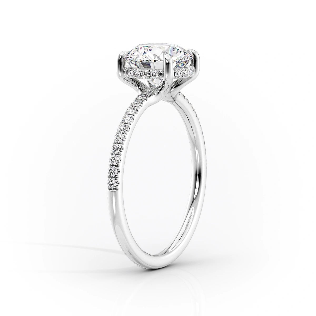 The Mandy Set  With A 5 Carat Round 18K White Gold Moissanite