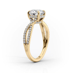 The Angelina Set  With A 4 Carat Pear 14K Yellow Gold Moissanite